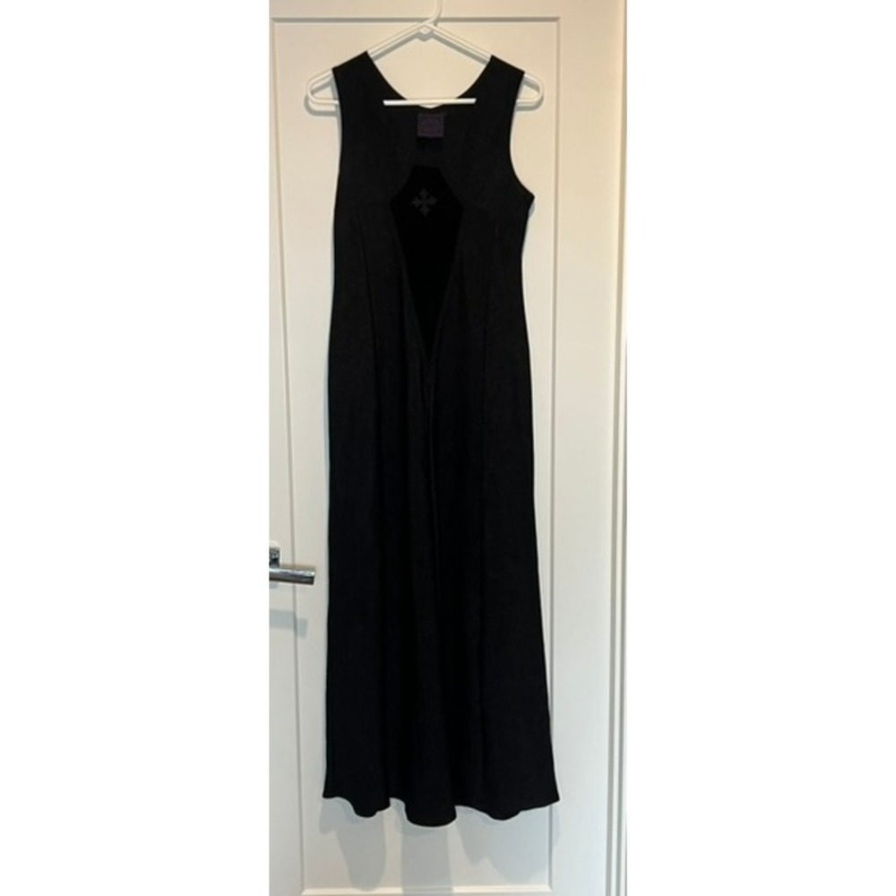 Vintage Cykxtees Gothic Black Dress Velvet Pleats Shimmery Long Size‎ M/L